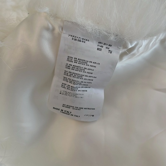 Prada Faux Fur Scarves in White and Blue 55” plus 12” tail like at the end white - Picture 6 of 11